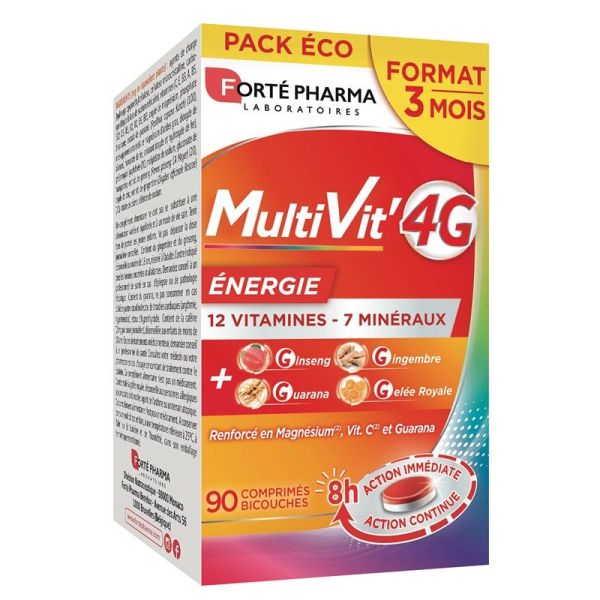 Forté Pharma Multivit’ 4G Multivitamines Énergie - 90 Comprimés