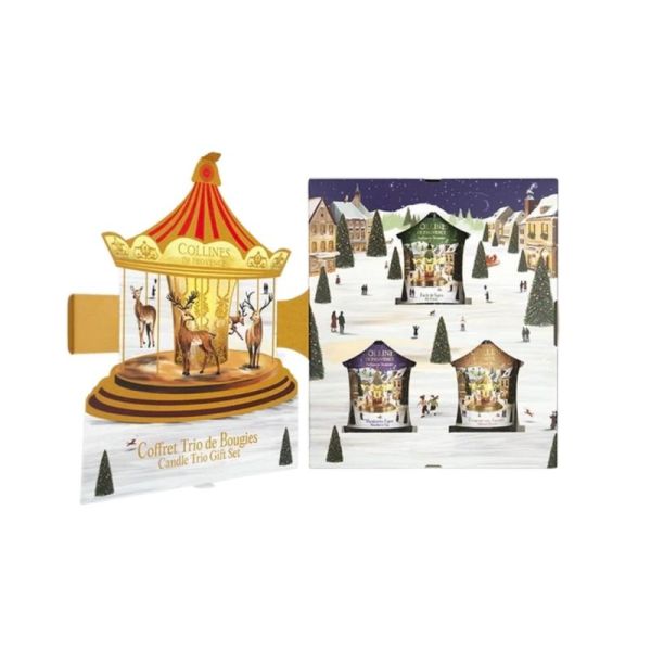 Collines de Provence Coffret Trio de Bougies 3 x 75 g - Trois senteurs emblématiques pour illuminer vos fêtes