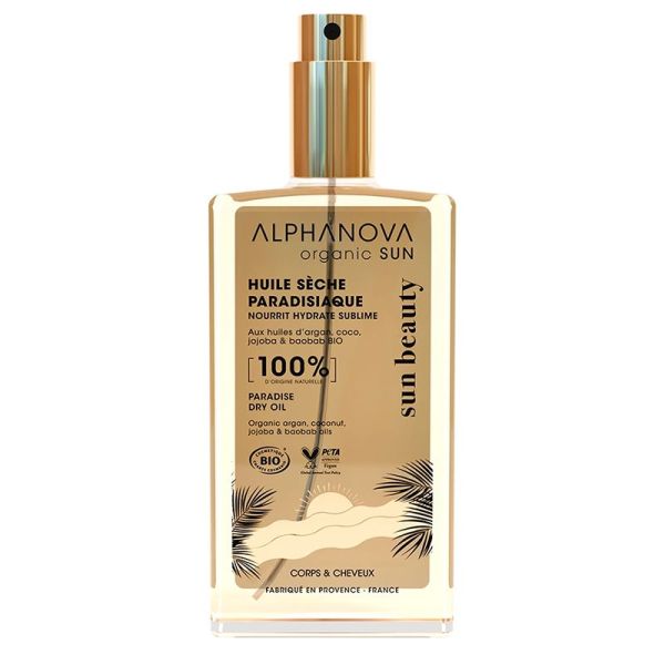 Alphanova Huile Sèche Paradisiaque - 100ml - Nourrit, hydrate et sublime la peau