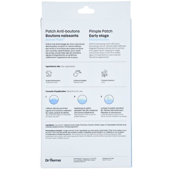 Dr. Herma Patch Anti-imperfections Boutons naissants Active Point™ Format Petit 8 patchs - Cible les premiers signes d'imperfection et améliore visibl