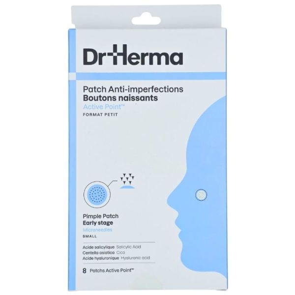 Dr. Herma Patch Anti-imperfections Boutons naissants Active Point™ Format Petit 8 patchs - Cible les premiers signes d'imperfection et améliore visibl