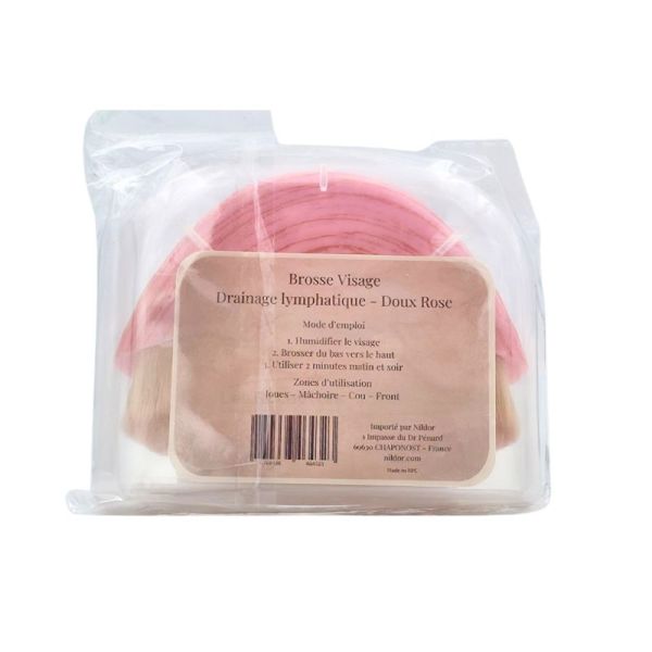 Nildor Brosse Visage Drainage Lymphatique Rose - Décongestion et Éclat Immédiat