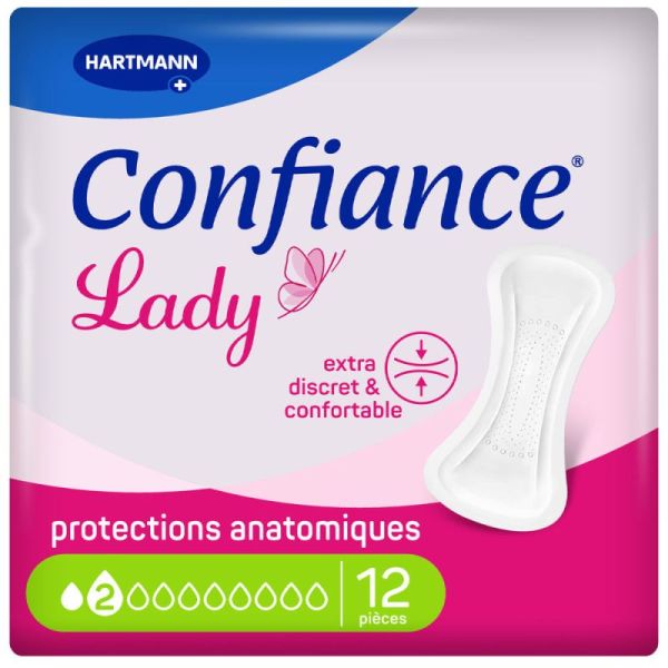 Confiance Lady Pads 2 Gouttes - 12 protections - Protège-slips féminins ultra-discrets