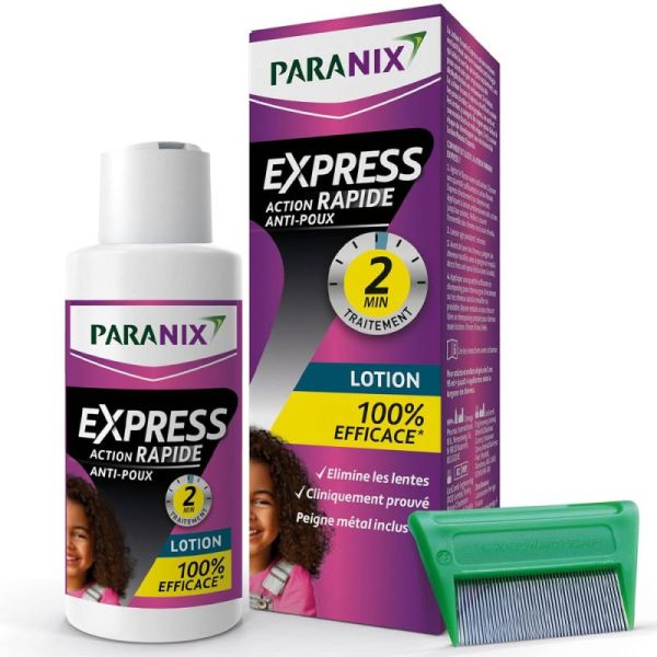 Paranix Express Lotion Anti-Poux et Lentes 195 ml - Élimination en 5 Minutes, peigne inclus