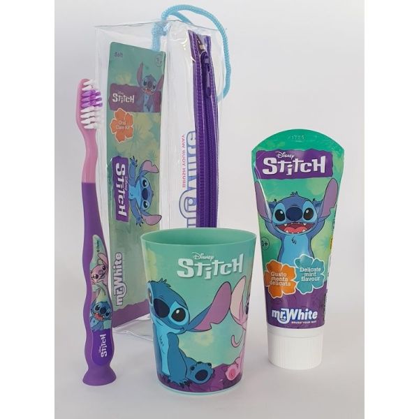Trousse brosse à dents + Dentifrice + Gobelet Stitch - Violet
