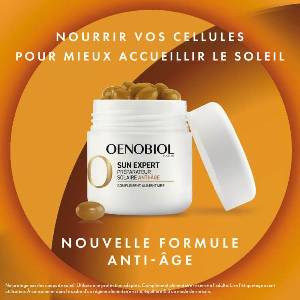 Oenobiol Sun Expert Préparateur Solaire Anti-âge - 30 Capsules -  Préparation de la peau au soleil