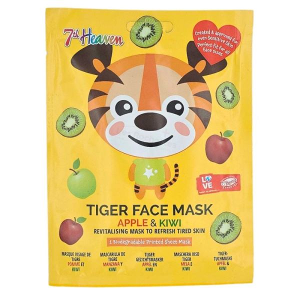 7th Heaven Masque Visage Tigre Pomme et Kiwi 1 Masque – Revitalise et rafraîchit