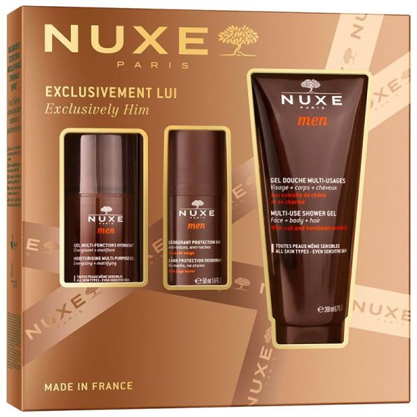 Nuxe Coffret Exclusivement Lui - Gel Hydratant Multi-Fonctions + Déodorant Protection 24 h + Gel Douche Multi-Usages