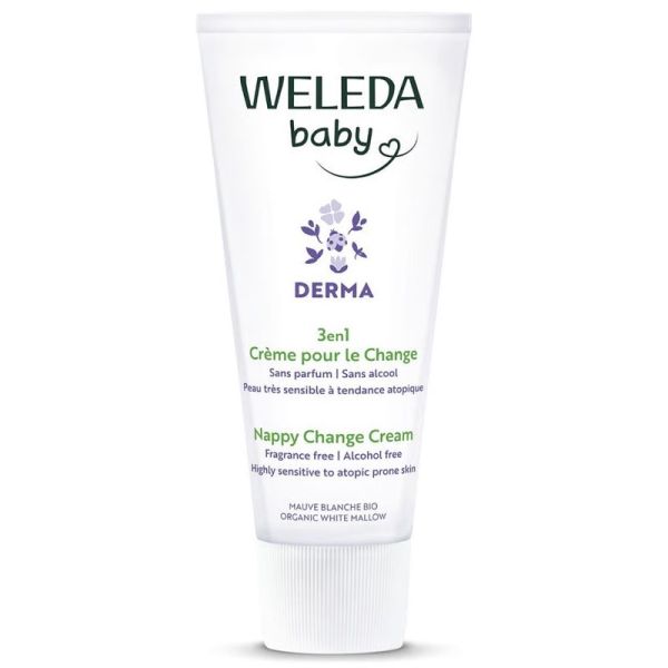 Weleda Baby Derma Crème pour le Change 3en1 Mauve Blanche 50ml – Apaisement et protection
