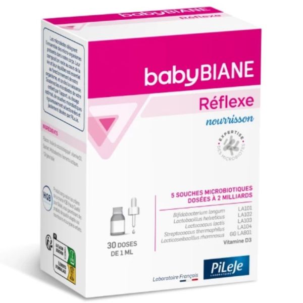 Pileje Babybiane Réflexe Nourisson - Flacon de 30 ml - Soutien du microbiote et croissance osseuse