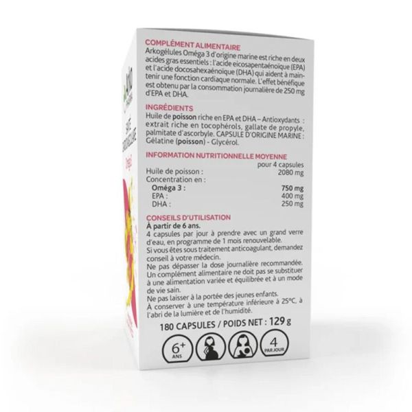 Arkopharma Arkogélules Omega 3 Origine Marine 180 capsules
