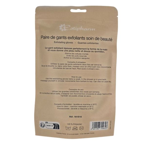 Estipharm  Paire de Gants Exfoliants - Accessoire soin de beauté gommage corps pour une peau douce et nette - Coloris Aléatoire