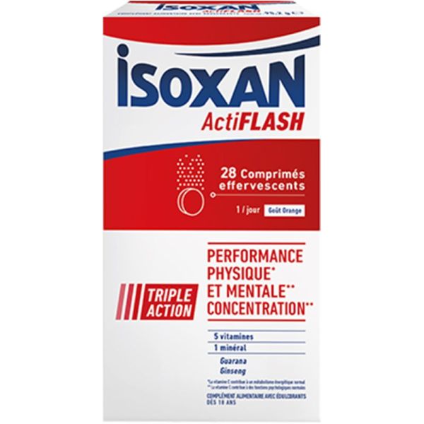 Isoxan Actiflash 28 Comprimés Effervescents – Énergie et concentration