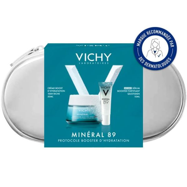 Vichy Coffret Minéral 89 Crème Boost Hydratation Riche 50ml + Sérum Fortifiant Quotidien 10ml OFFERT