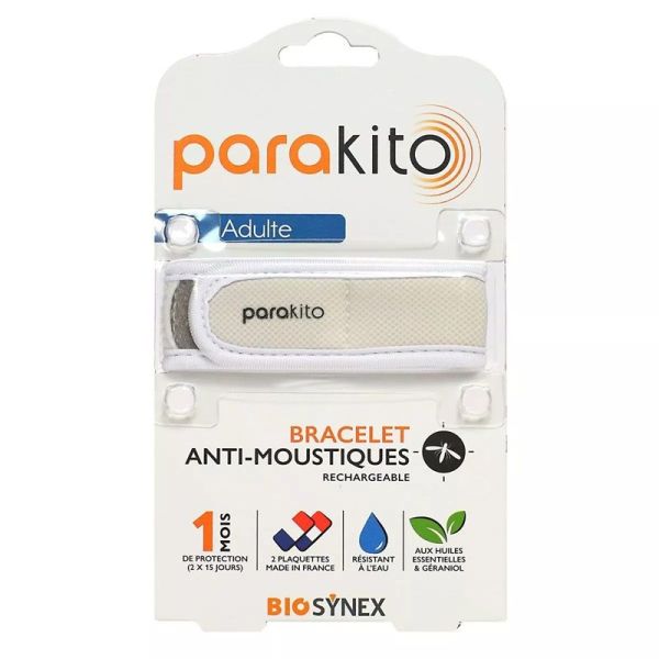 Parakito Bracelet Anti-Moustiques Adulte Blanc + 2 Recharges