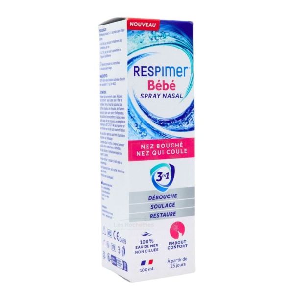 Respimer Bébé Nez Bouché Spray Nasal - 100 ml - Débouche, soulage et restaure la respiration