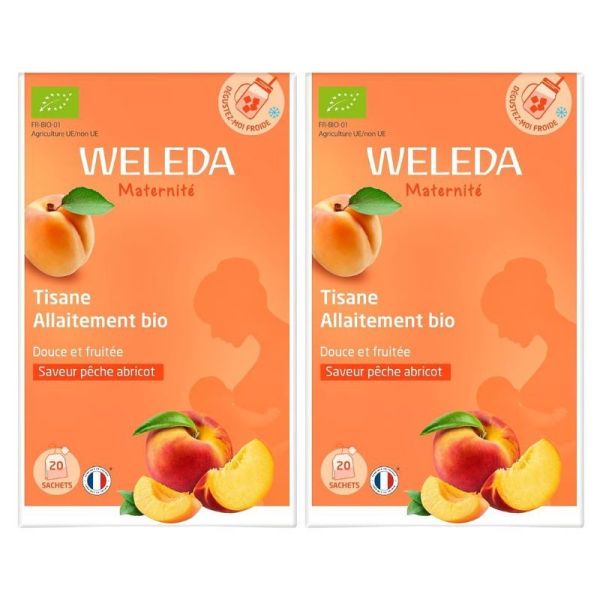 Weleda Tisane Allaitement Bio Pêche‑Abricot - Lot de 2 x 20 Sachets