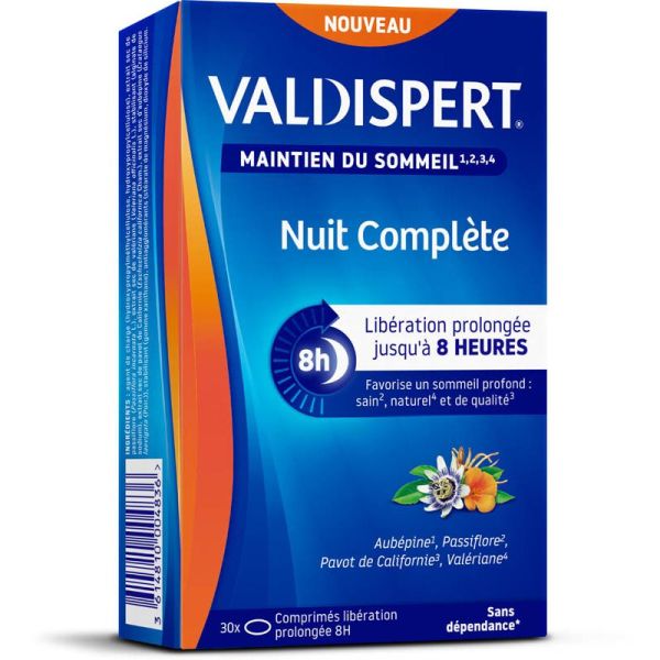 Valdispert Nuit Complète - 30 Comprimés - Favorise le Sommeil Profond, Sain, de Qualité