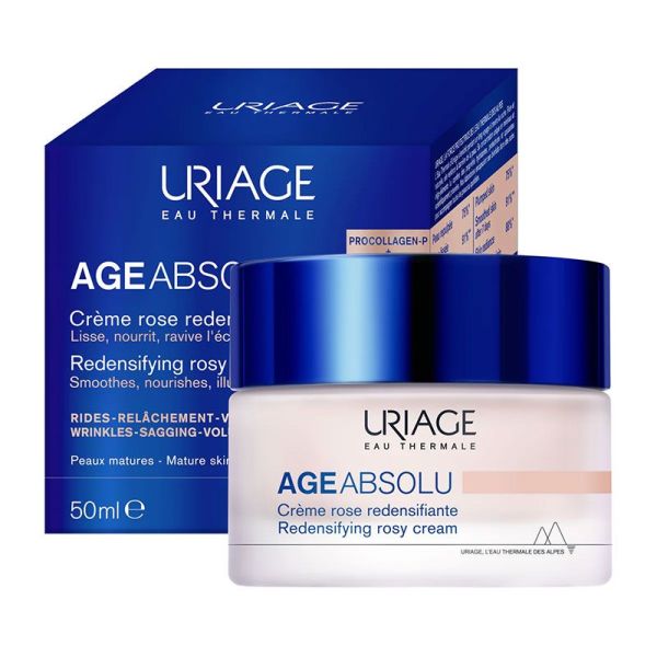 Uriage Age Absolu Crème Rose Redensifiante - 50 ml - Soin Anti-Âge Global Jour Éclat et Fermeté