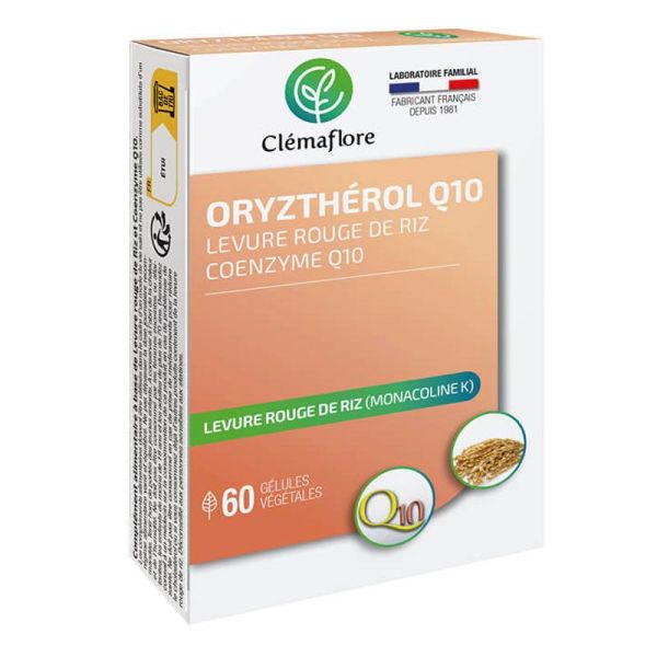 Clémaflore Oryztherol Q10 60 gélules - Levure de riz rouge, Coenzyme Q10