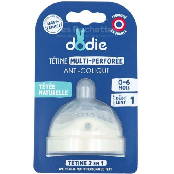 Dodie Tétine de Rechange Multi-Perforée Anti-Colique Débit Lent 0-6 mois – Tétée naturelle et confort