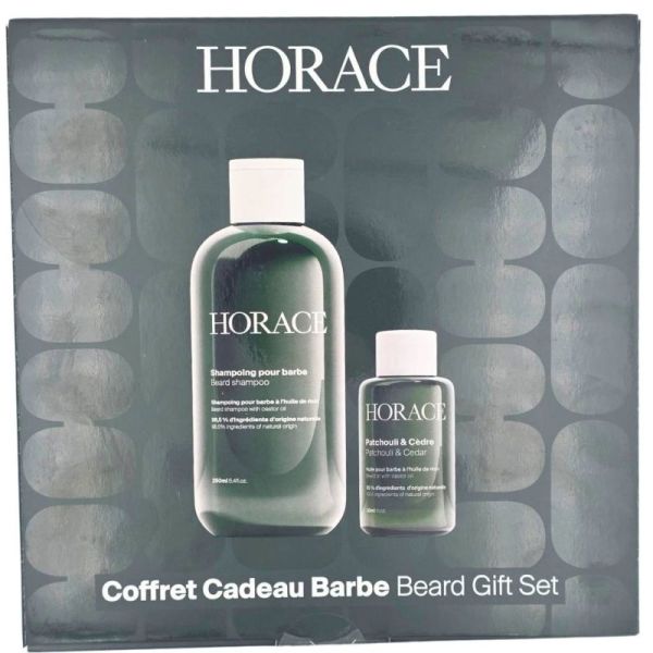 Horace Coffret Cadeau Barbe Shampoing 250ml + Huile 30ml - Nettoyage, nutrition et soin au parfum boisé