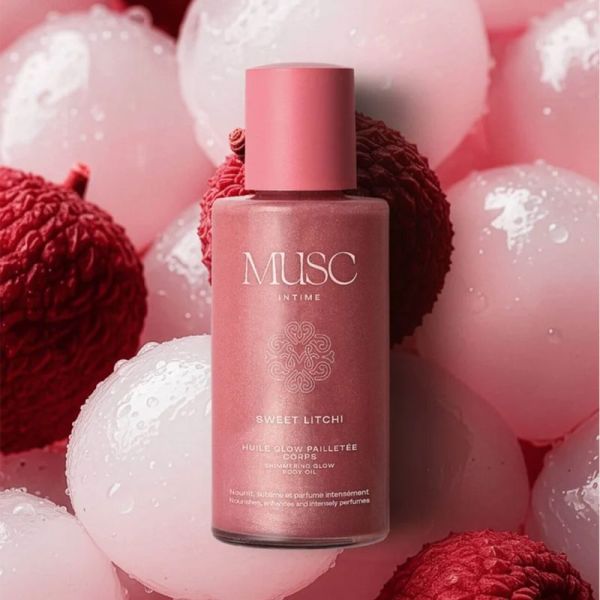 Musc Intime Sweet Litchi Huile Glow Pailletée Corps 100ml – Éclat et nutrition