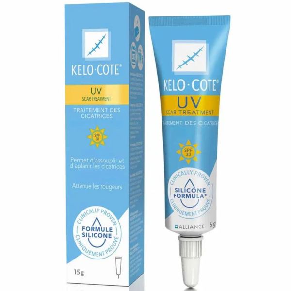 Kelo-Cote UV Gel pour Cicatrices SPF30 15g – Traitement silicone et photoprotection