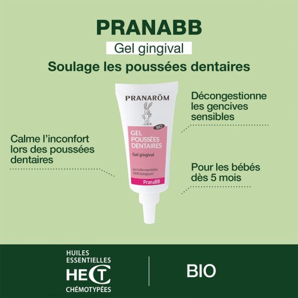 Pranarôm PranaBB Gel Gingival Poussées Dentaires Bio 15g – Apaisement et confort