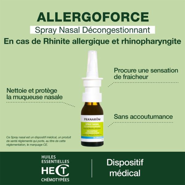 Pranarôm Allergoforce Spray Nasal 15ml – Décongestion et fraîcheur