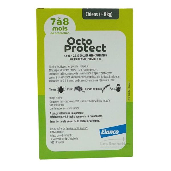 Elanco Octoprotect Collier Anti-puces & tiques - 70 cm - protection antiparasitaire 8 mois pour grand chien