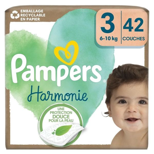 Pampers Harmonie Couches Bébé Taille 3 (6/10 kg) - 42 Couches