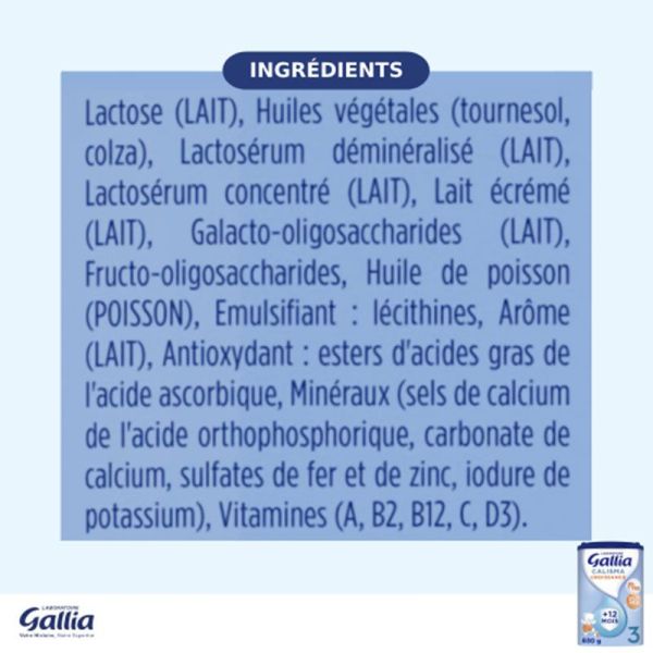 Gallia Calisma Croissance 3ème Âge +12 Mois 800 g