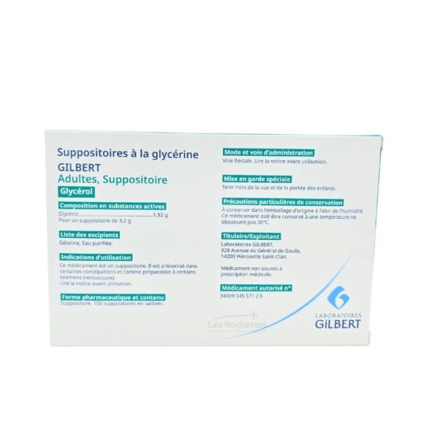 Suppositoires à La Glycérine Adultes - 100 suppositoires