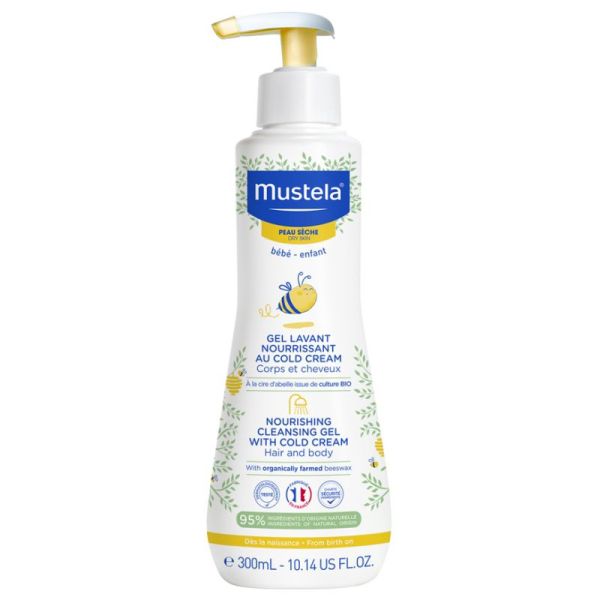 Mustela Gel Lavant Nourrissant au Cold Cream à la Cire d'Abeille - 300 ml - Nettoie et nourrit