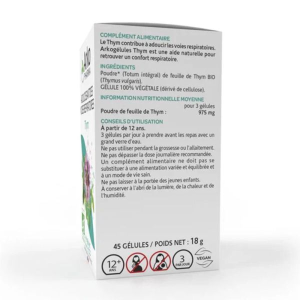 Arkopharma Arkogélules Thym Bio 45 gélules - Confort des voies respiratoires