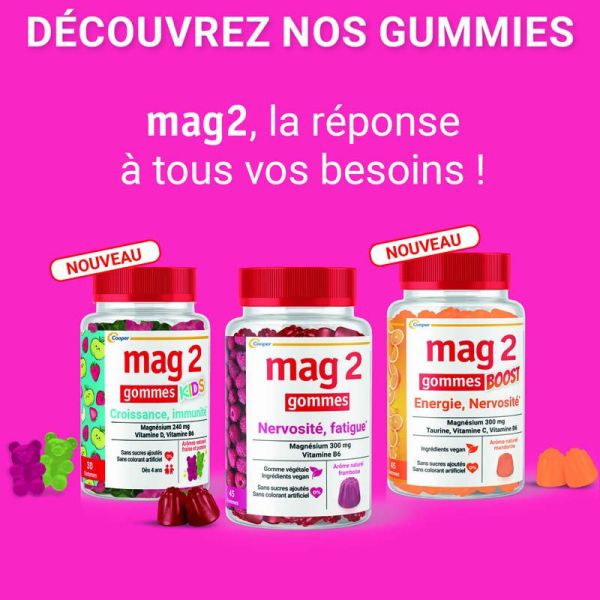 Mag2 Gommes Framboise - 45 gommes - Réduit nervosité et fatigue