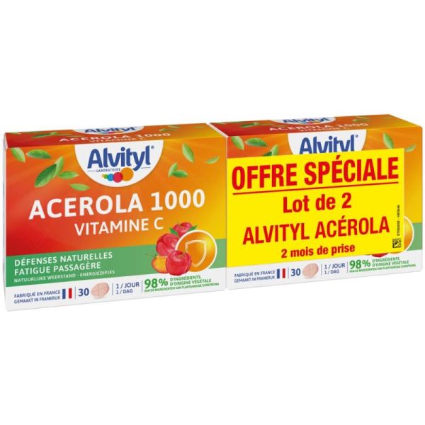 Alvityl Acerola 1000 Lot de 2 x 30 comprimés à croquer