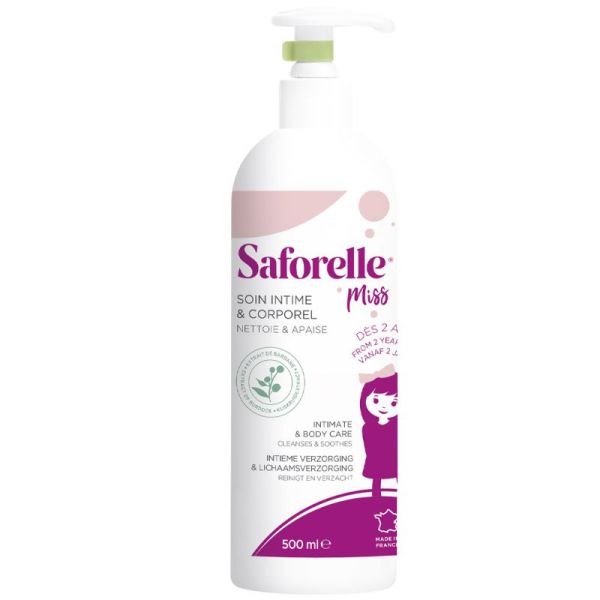 Saforelle Miss Soin Intime et Corporel 500 ml - Nettoyant Apaisant dès 2 ans