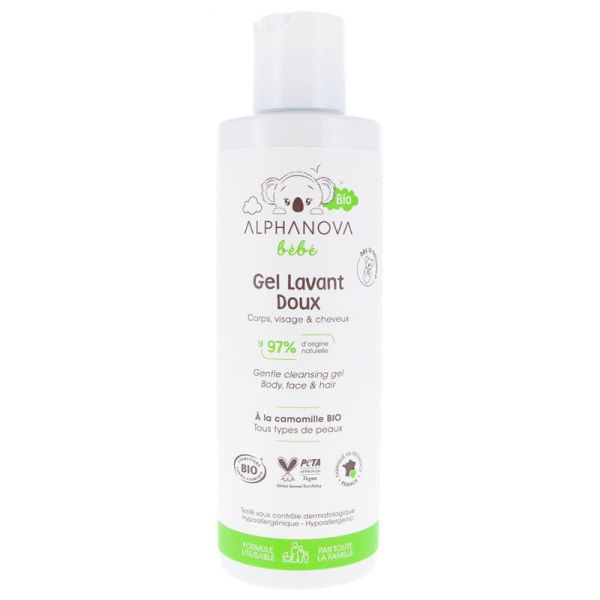 Alphanova Bébé Gel Lavant Doux Bio - 200 ml - Nettoyage délicat dès la naissance
