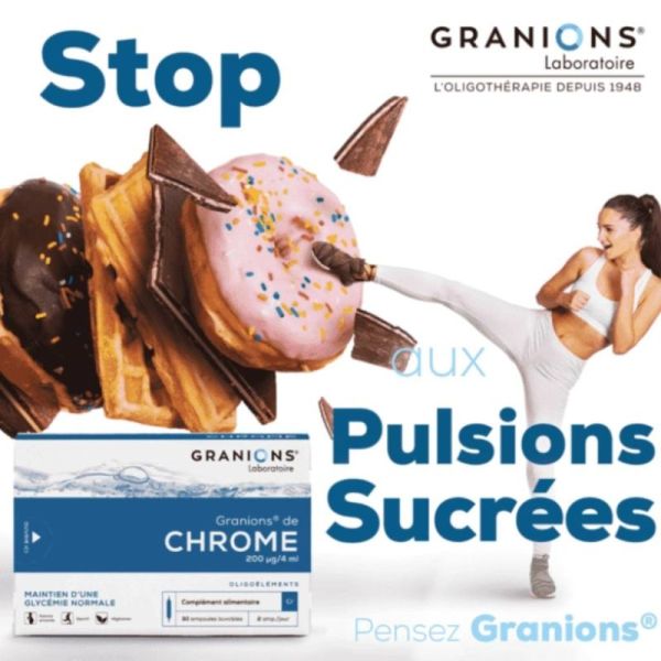 Granions de Chrome 2x30 ampoules (200 µg/j) - Complément alimentaire pour la glycémie