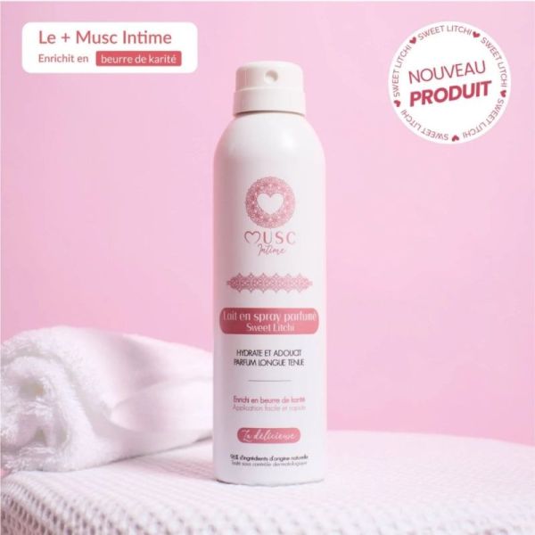 Musc Intime Lait en Spray Parfumé Sweet Litchi 100 ml – hydratation et parfum délicat
