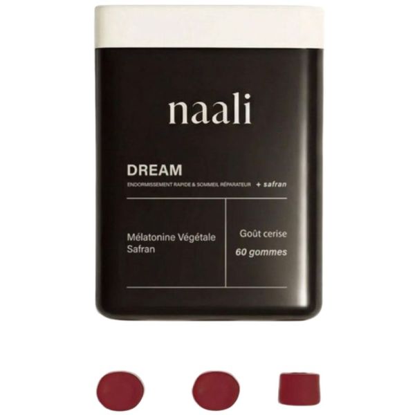 Naali Dream Gummies Sommeil 60 gommes Cerise – Mélatonine végétale et safran