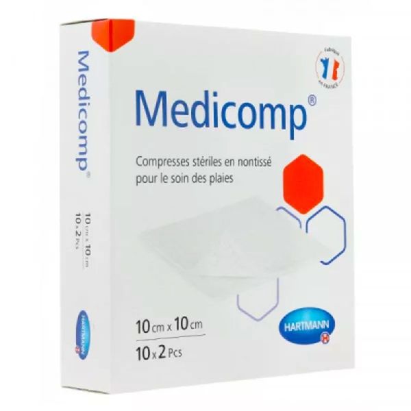 Hartmann Medicomp Compresse non Tissé Stérile - 10 X 10 Cm  - Soin des Plaies - 10x2 compresses