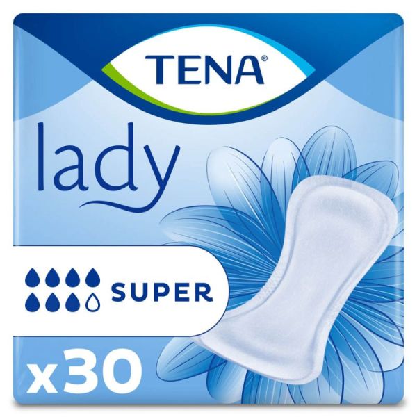 TENA Lady Super - 30 Protections Absorbante pour Femme - Fuites Urinaires Modérées à Fortes
