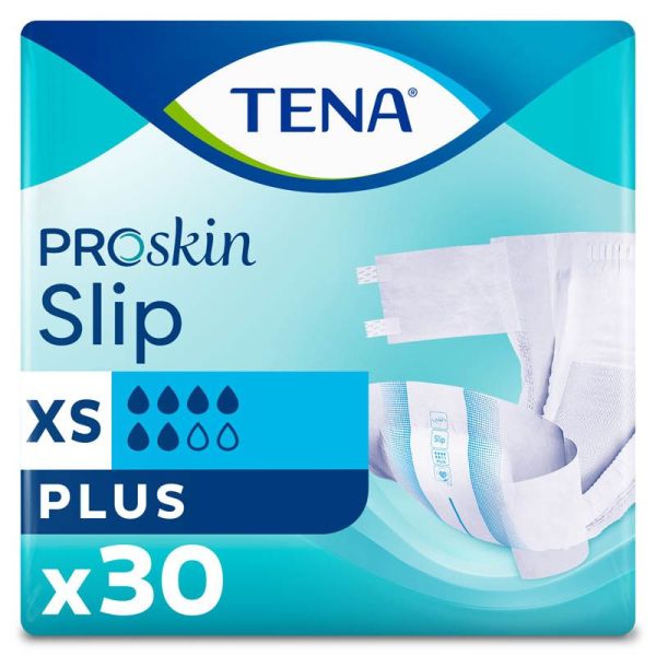TENA ProSkin Slip Plus - Taille XS - 30 Protections - Change Complet Absorbant Jetable