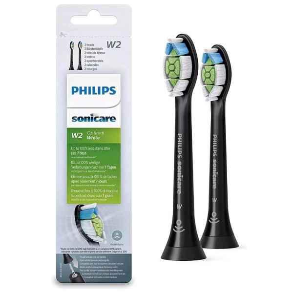 Philips Sonicare W2 Optimal White Têtes de Brosse à Dents Noir HX6062/13 - Lot de 2