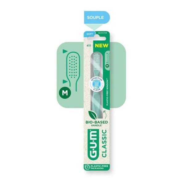 Gum Classic Brosse à dents souple grande tête 411