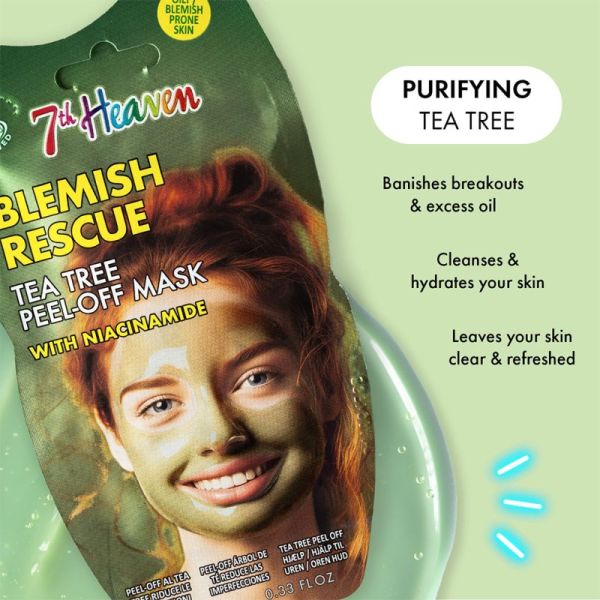 7th Heaven Masque Peel-off à l'Arbre à Thé et Niacinamide 1 Masque – Anti-imperfections et régulateur de sébum