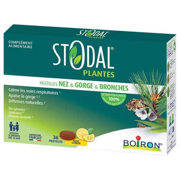 Boiron Stodal Plantes® Pastilles Nez, Gorge & Bronches Citron - 36 Pastilles